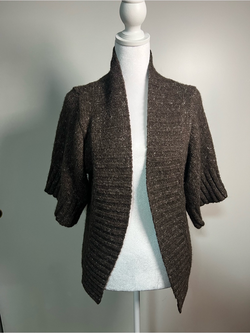 Forever 21 Chocolate Brown Open-Front Short Sleeve Cardigan